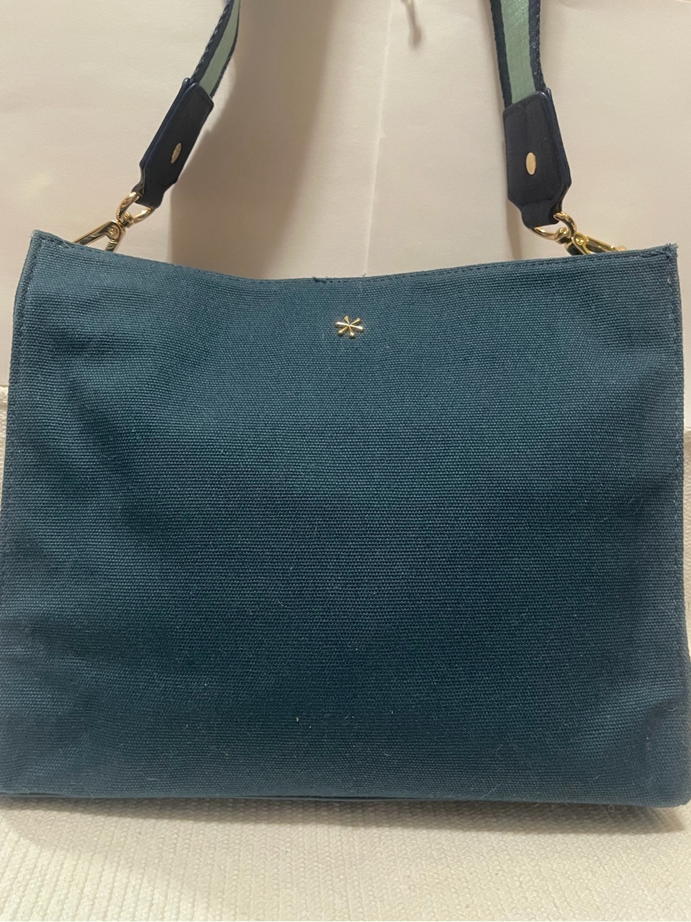 Erin Condren Canvas Planner Tote/Crossbody Bag in Teal w/ gold hardware